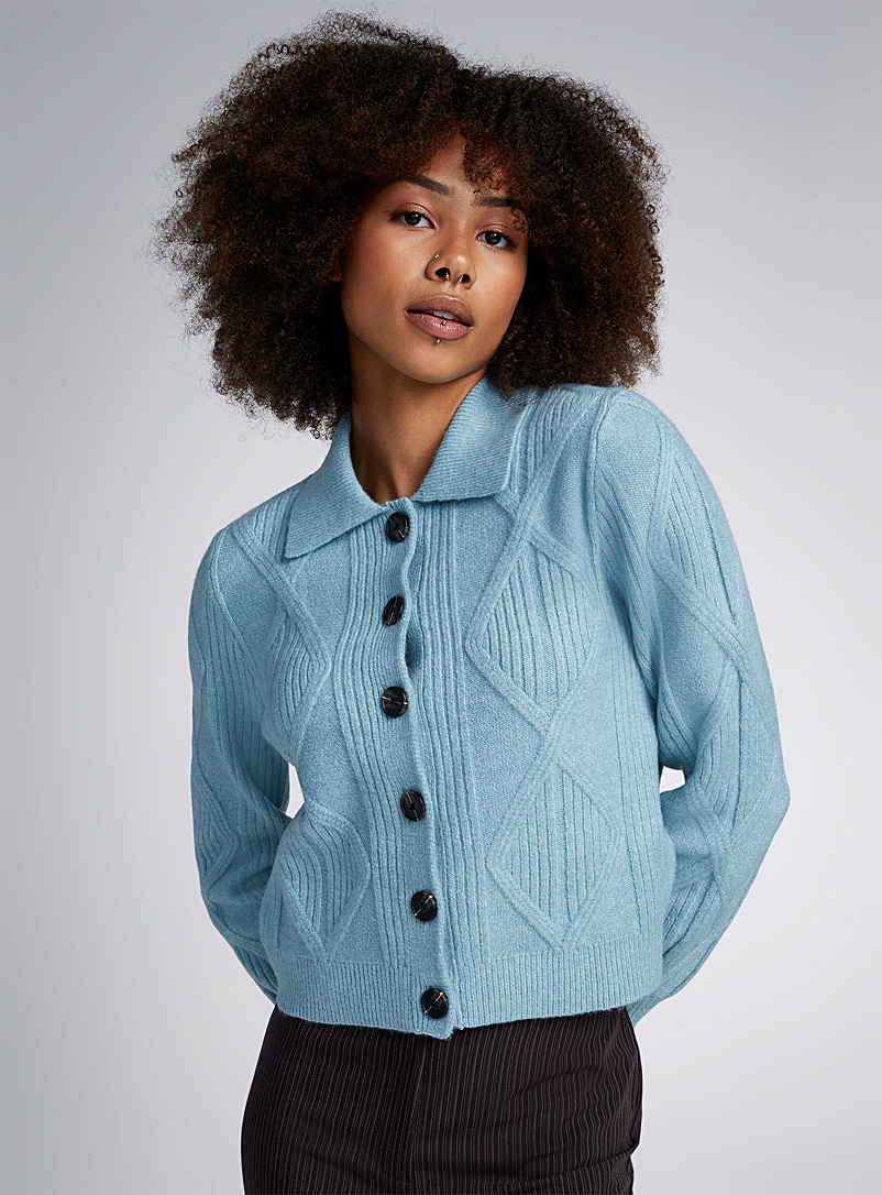 Buttoned polo-collar cardigan | Twik | Shop Women's Cardigans | Simons