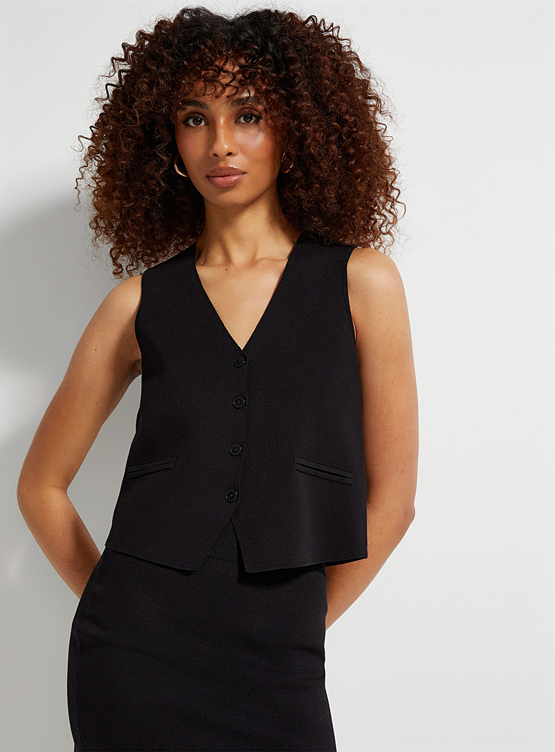 Icône Black Thick knit vest for women