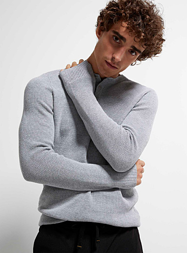 Le 31 Oxford Waffle-knit Henley sweater for men