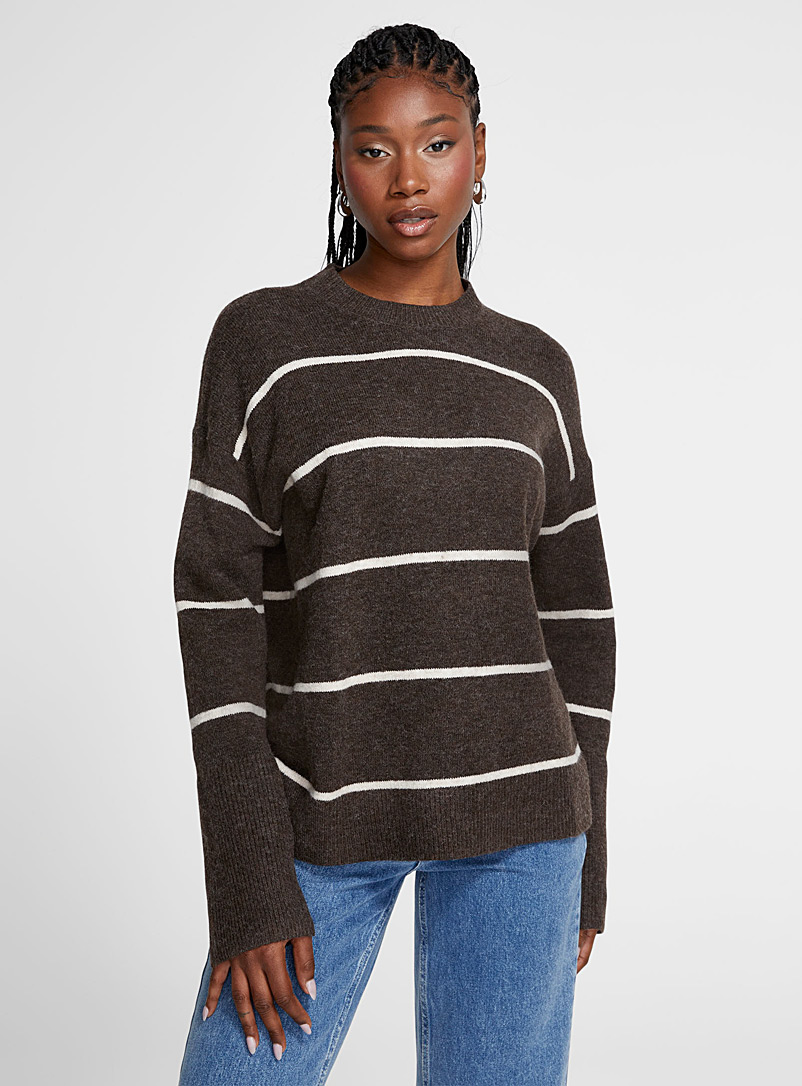 Icône Brown Oversized striped sweater for women