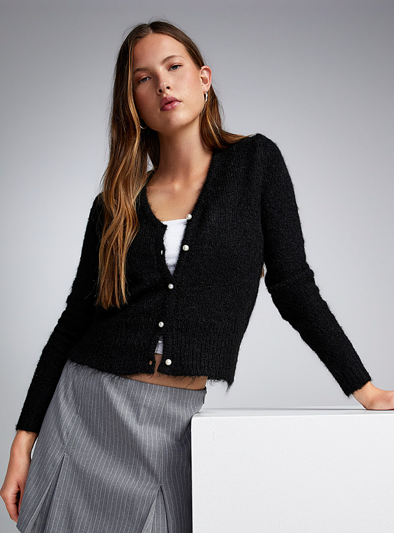 Twik Black Pearly buttons cardigan for women