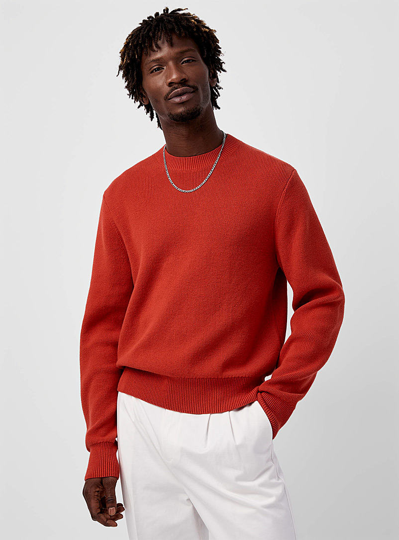 Le 31 Orange Recycled cotton crew-neck sweater for men