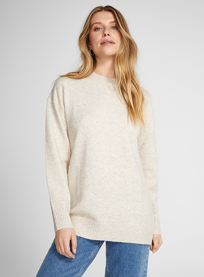 Icône Cream Beige Crew-neck oversized sweater for women