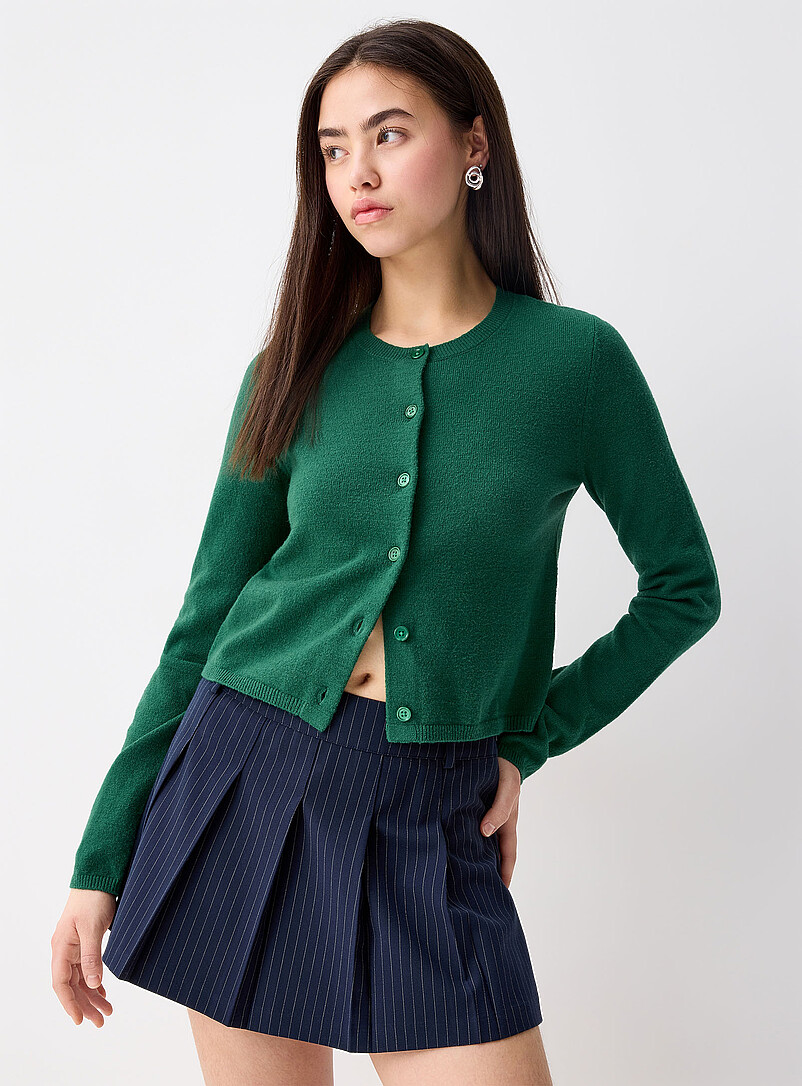 Twik: Le cardigan carr&eacute; &agrave; col rond Taupe pour femme