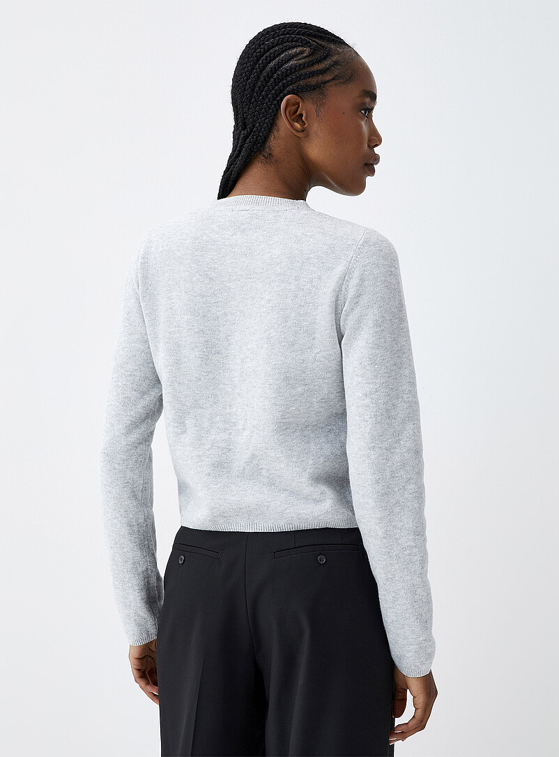 Twik Taupe Boxy crew-neck cardigan for women