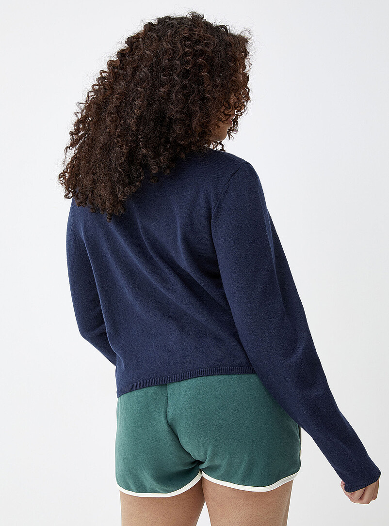 Twik Taupe Boxy crew-neck cardigan for women