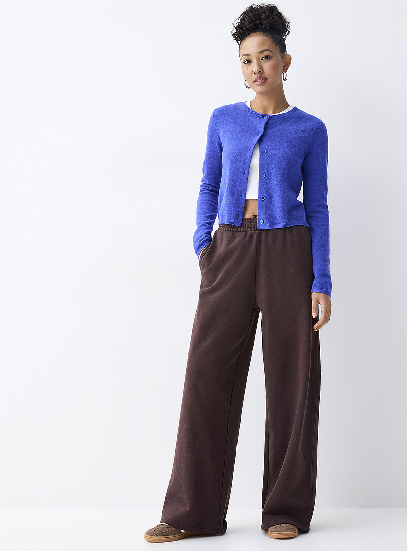 Twik Taupe Boxy crew-neck cardigan for women