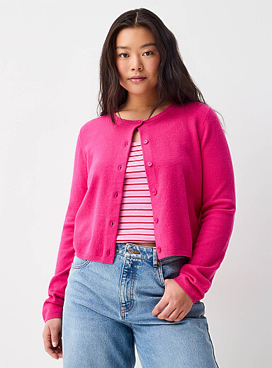 Le cardigan carr&eacute; &agrave; col rond
