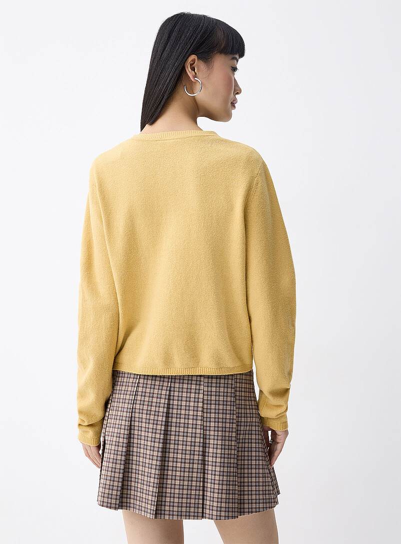 Twik: Le cardigan carr&eacute; &agrave; col rond Jaune pour femme