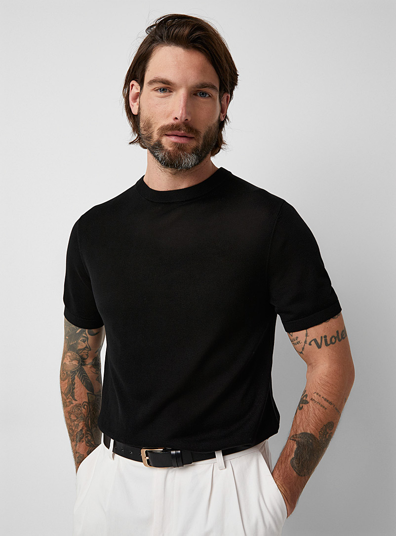 Le 31: Le chandail tricot souple Noir pour homme