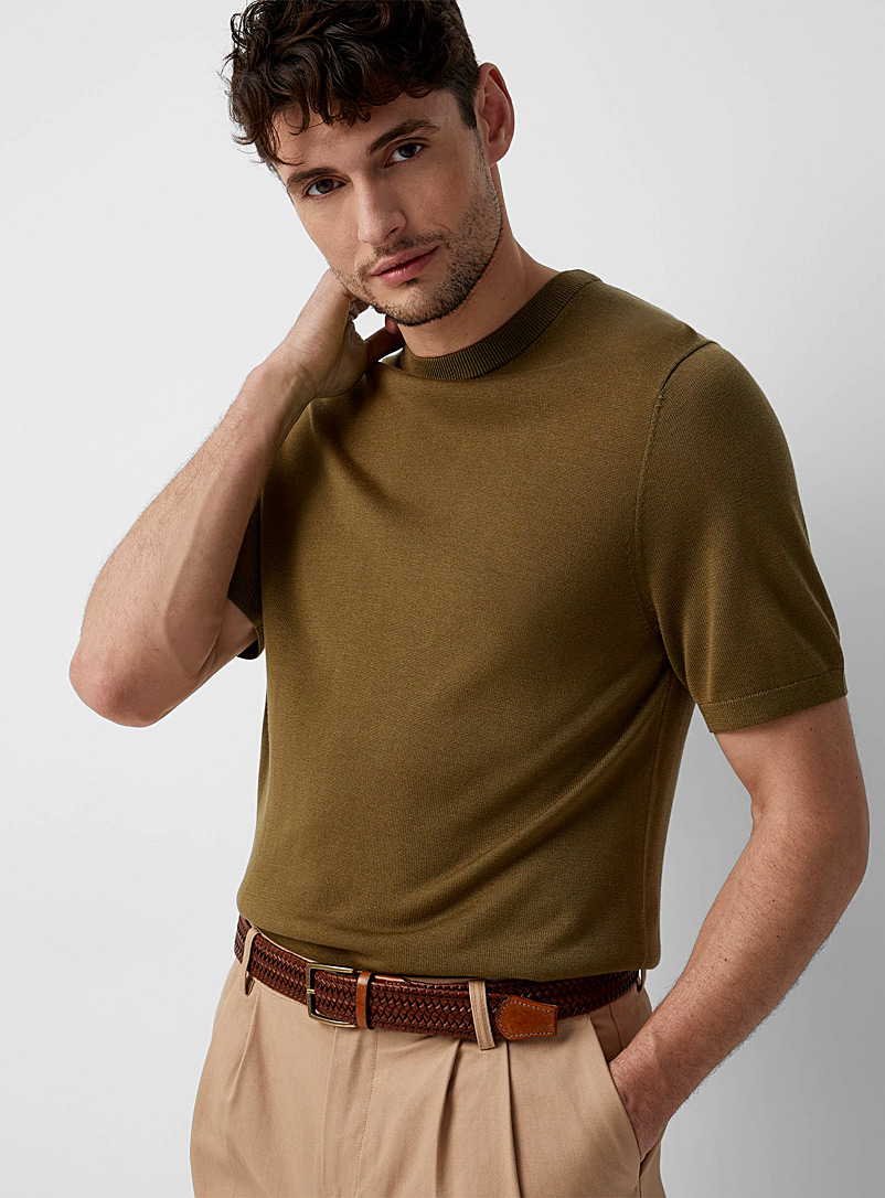 Le 31 Mossy Green Soft knit sweater for men