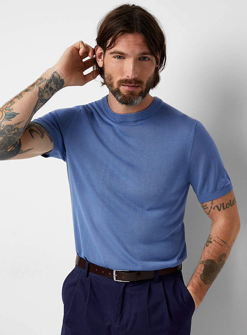 Le 31: Le chandail tricot souple Bleu pour homme