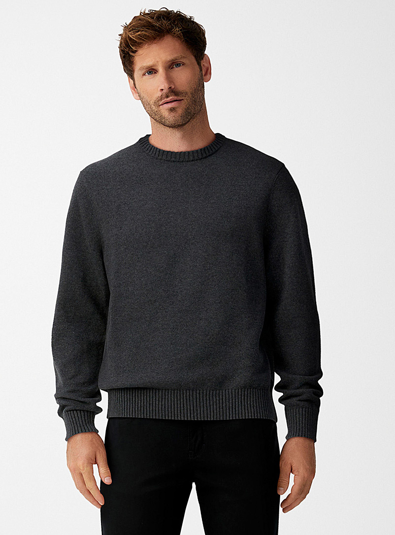 Le 31 Charcoal Recycled cotton crew-neck sweater for men