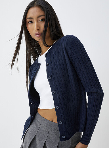 Cardigan Manches Courtes Col Rond Gris main image 1