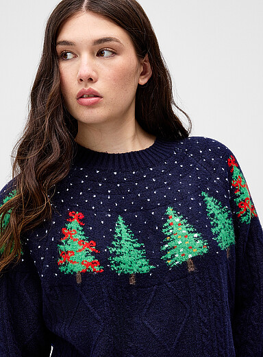 Twik Fir Patterned bands sweater for women