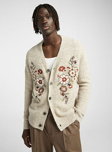 Cardigan Homme Tricoté Col Châle - Style Bohème Multicolore, Jacquard Vintage - Chaud Pour Hiver, Grandes Tailles - 2