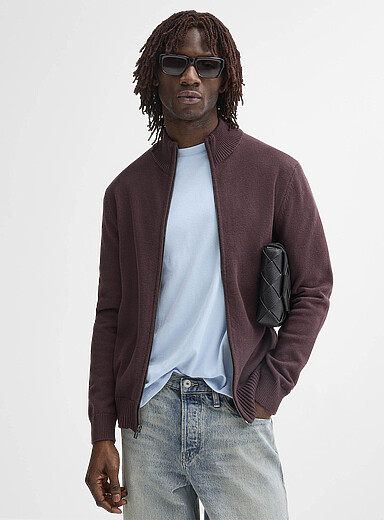 Le 31: Le cardigan zipp&eacute; coton retransform&eacute; Brun pour homme