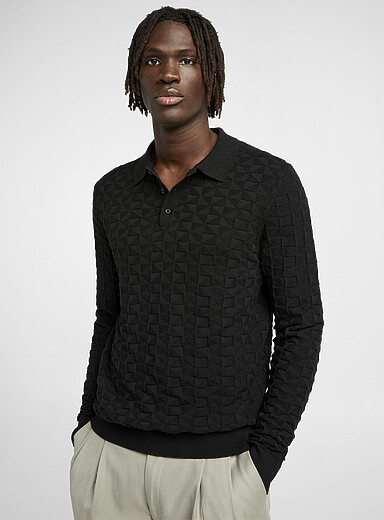 Le polo tricot g&eacute;o textur&eacute;