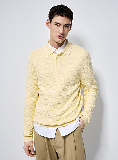 Textured geo knit polo
