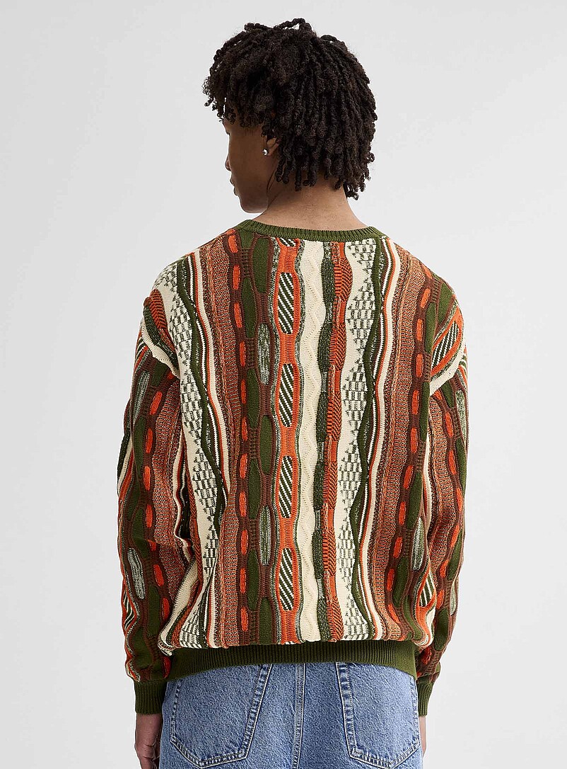 Djab Beige/Greige Oversized mixed-knit sweater for men