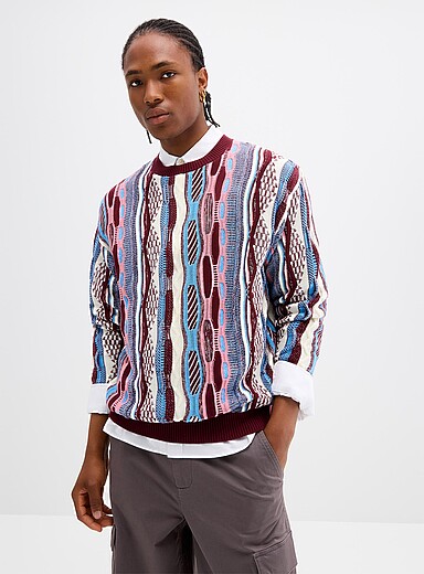 Djab: Le chandail tricot mixte ample Rouge pour homme
