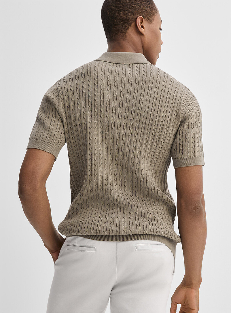 Le 31 Mossy Green Twisted-cable polo for men
