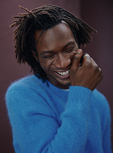 Le 31: Le chandail tricot poilu laine d'alpaga Bleu pour homme