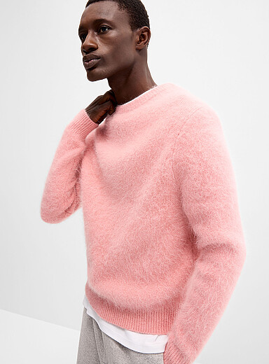 Le 31: Le chandail tricot poilu laine d'alpaga Rose pour homme