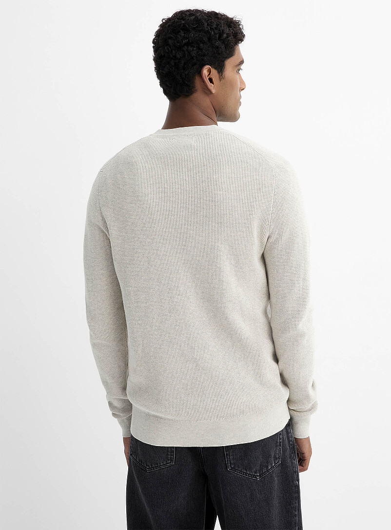 Le 31: Le chandail henley tricot gaufr&eacute; Charbon pour homme