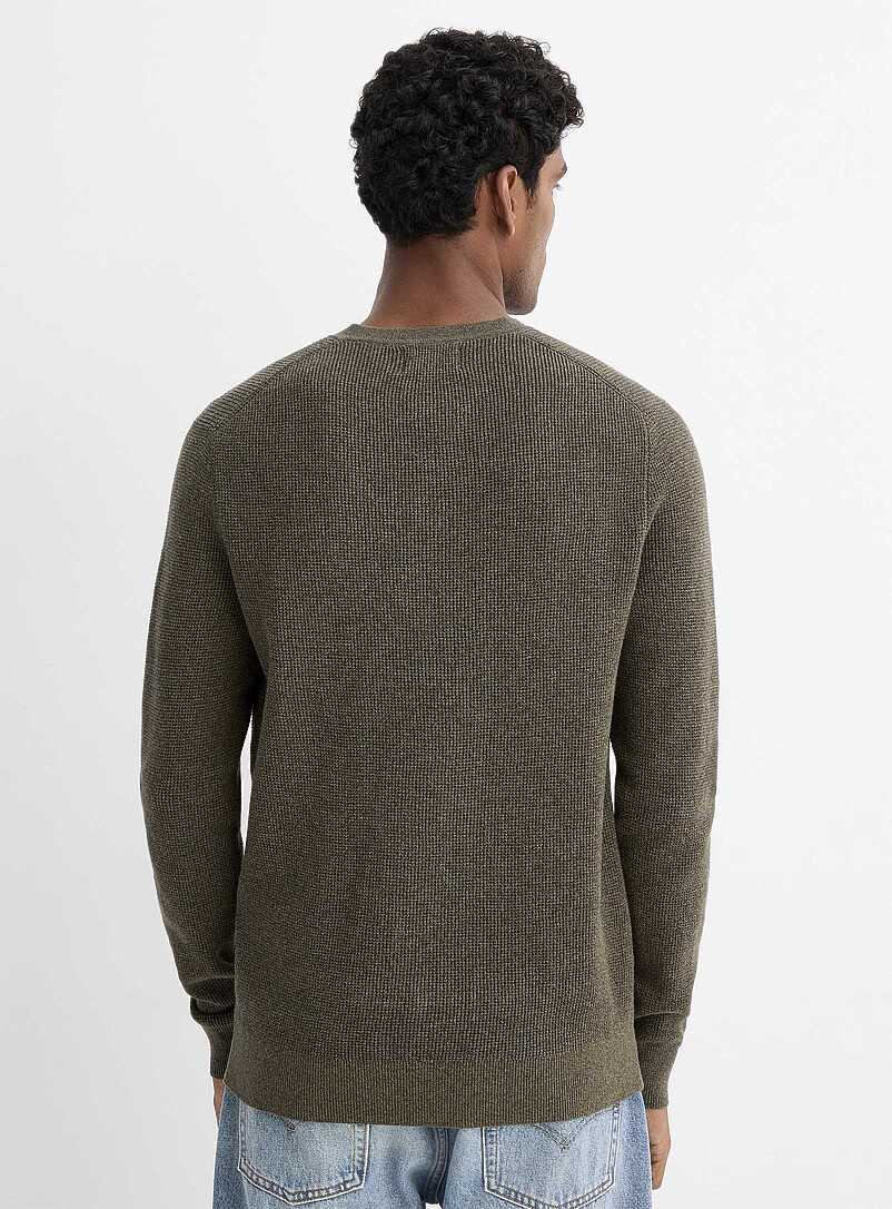 Le 31: Le chandail henley tricot gaufr&eacute; Charbon pour homme