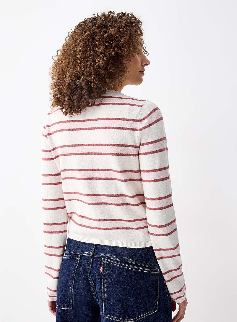 Twik: Le cardigan multirayure Blanc &agrave; motifs pour femme