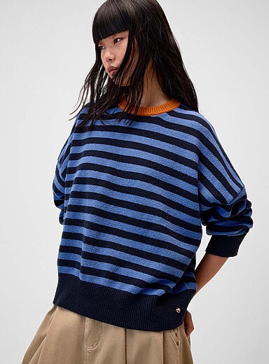Oversized twin-stripe sweater