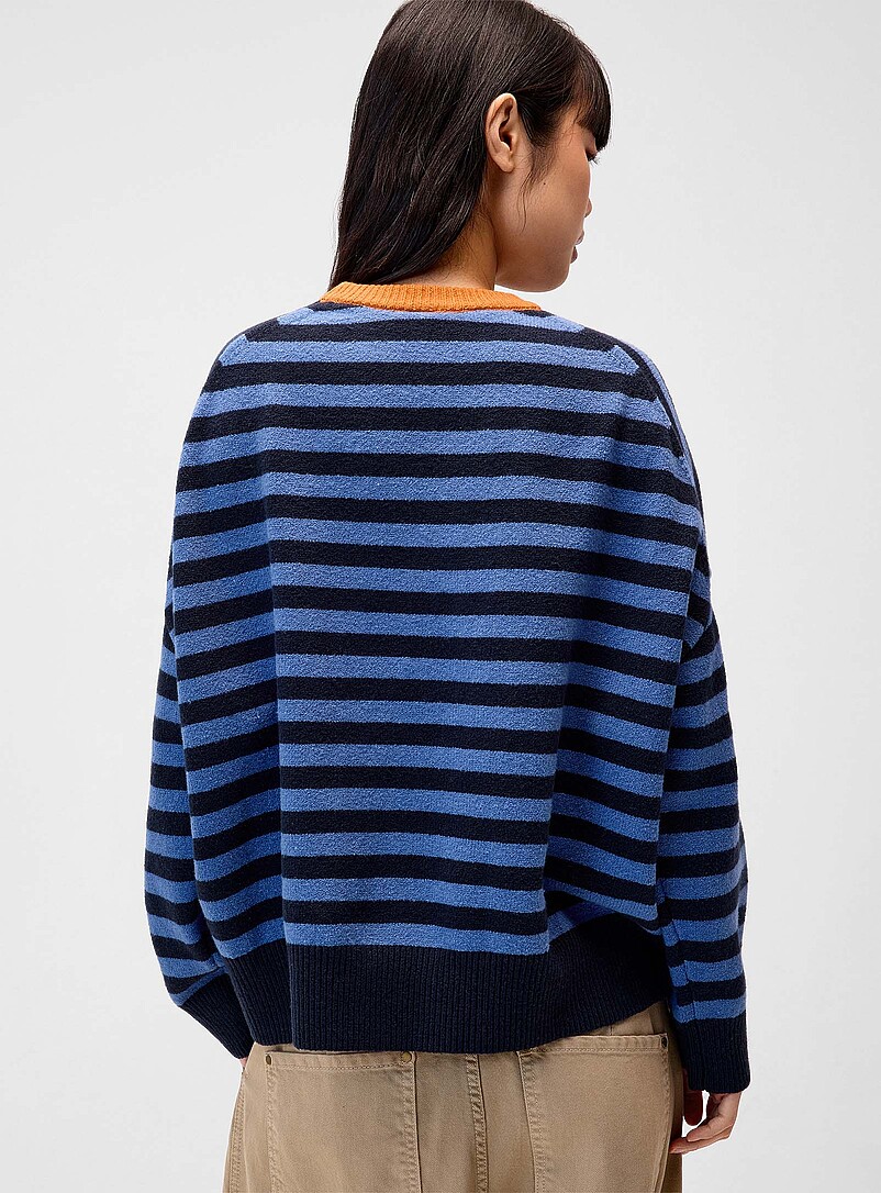 Twik Pine/Bottle Green Oversized twin-stripe sweater for women