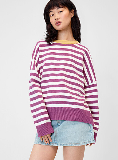 Oversized twin-stripe sweater