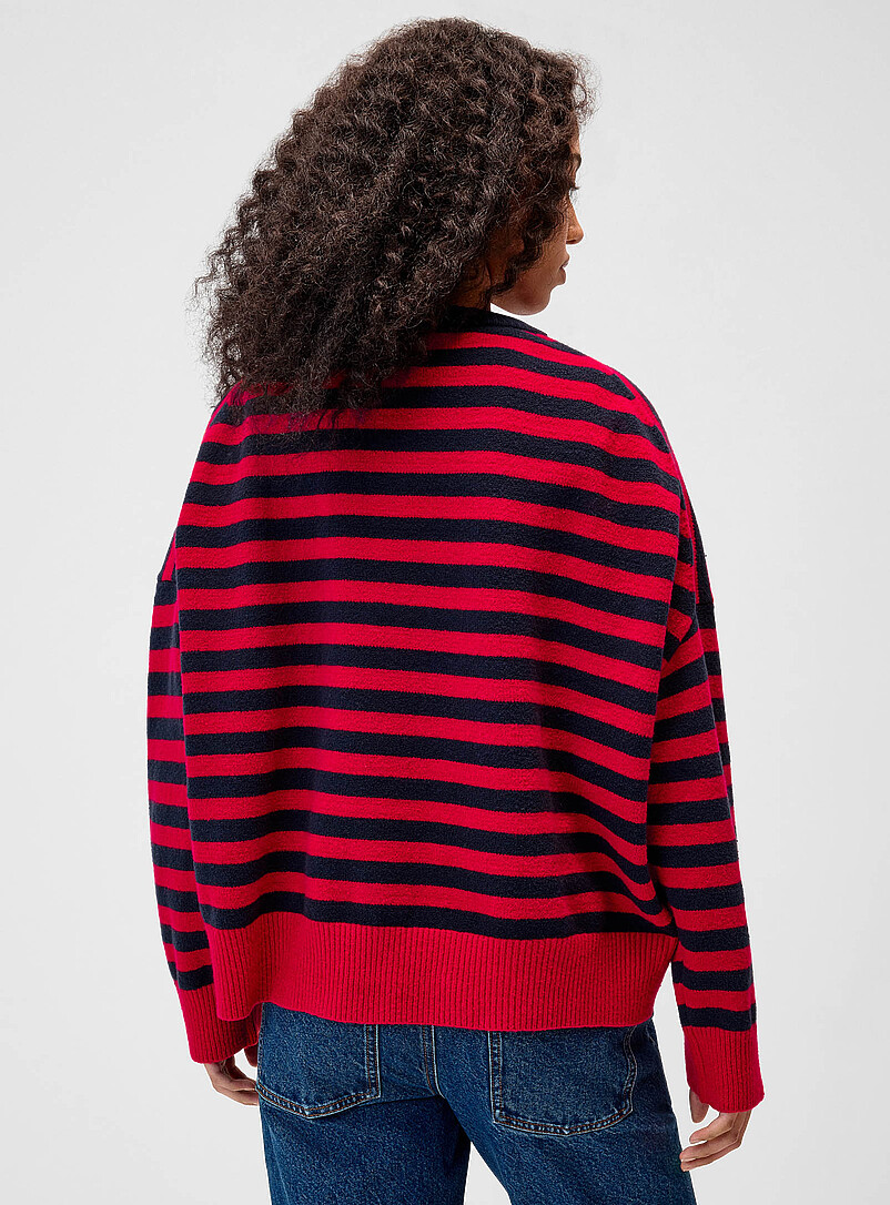 Twik Pine/Bottle Green Oversized twin-stripe sweater for women