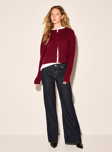 Touch of wool ribbed boxy-fit cardigan