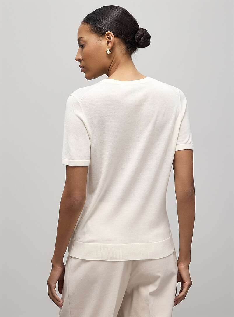 Contemporaine Black Ultra-fine knit crew-neck sweater for women