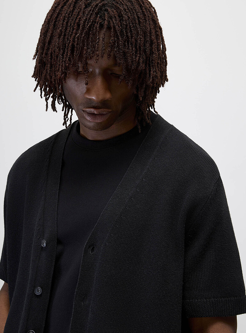 Le 31: Le cardigan manches courtes tricot de lin Bourgogne pour homme