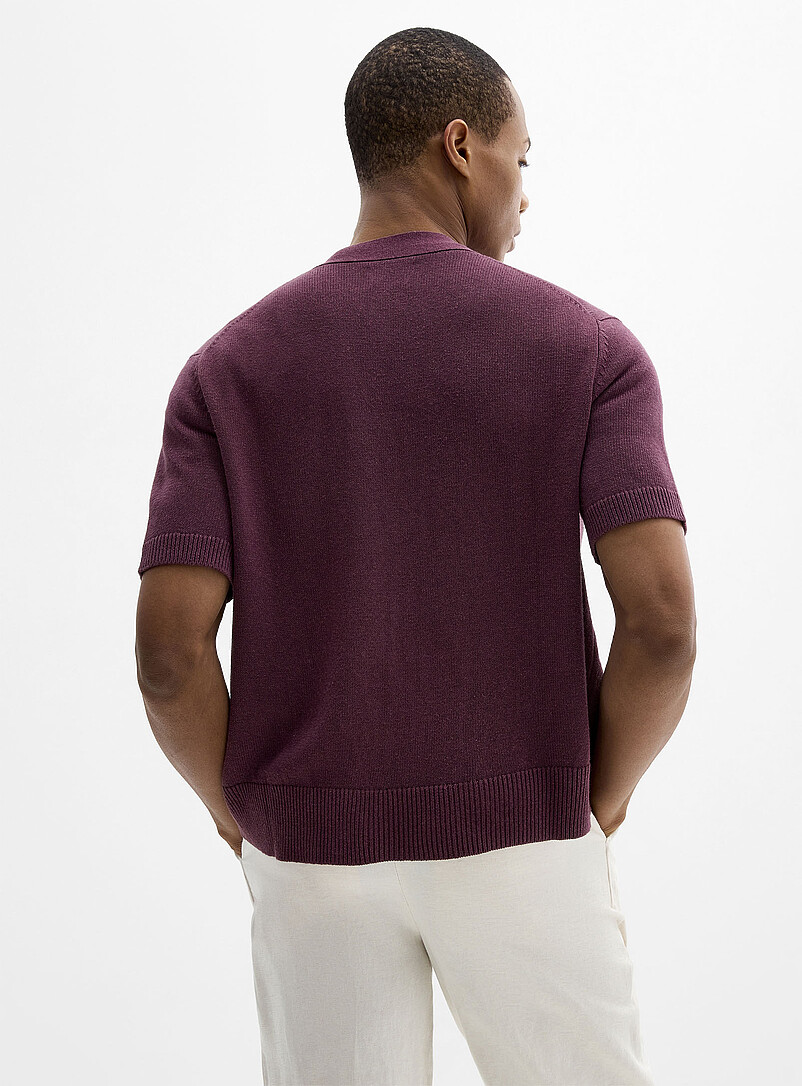 Le 31: Le cardigan manches courtes tricot de lin Bourgogne pour homme