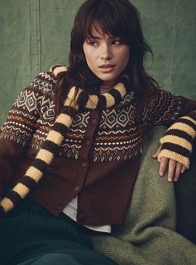 Twik: Le cardigan Fair Isle Brun pour femme