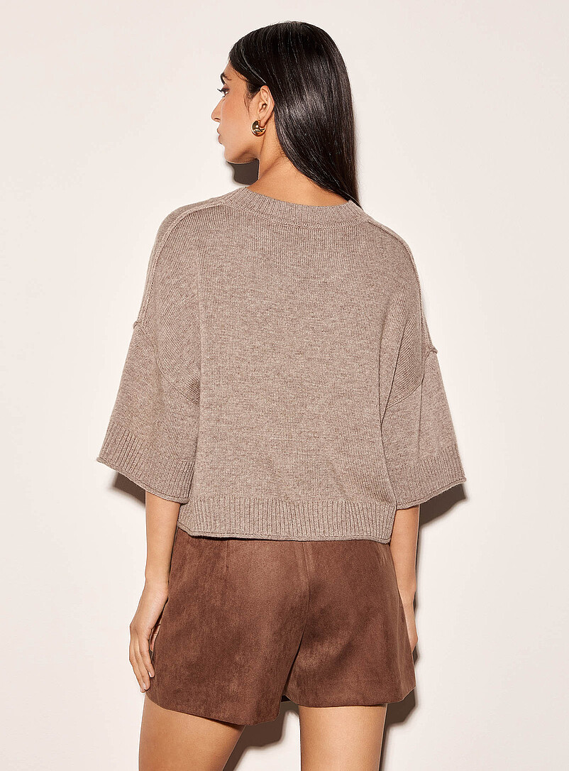 Ic&ocirc;ne Mint/Pistachio Green Touch of wool rolled edges boxy sweater for women