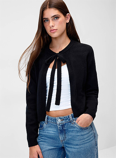 Le cardigan ouvert col boucle