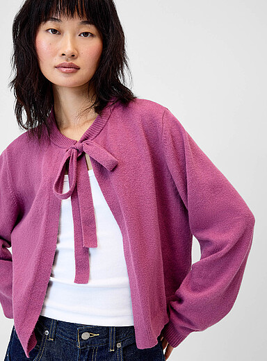 Le cardigan ouvert col boucle