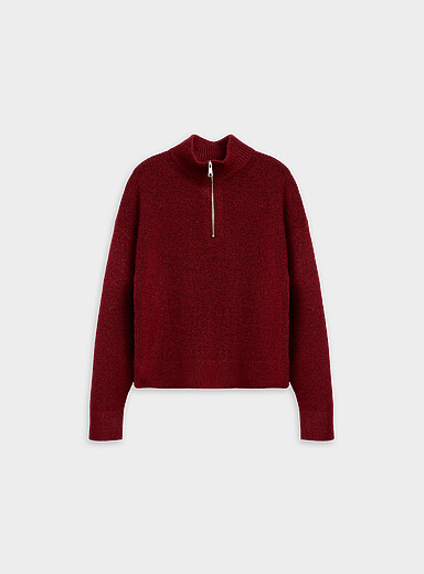 Zipped mock-neck sweater