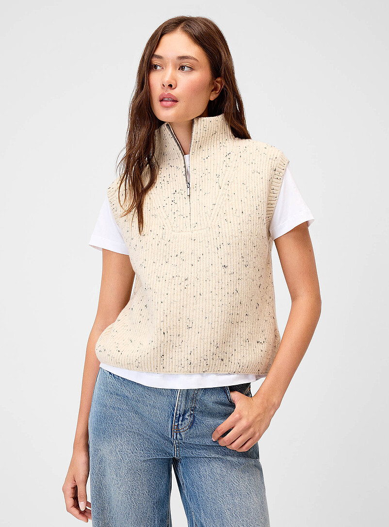 Zipped collar boxy-fit sweater vest | Twik | Sweater Vests & Camis