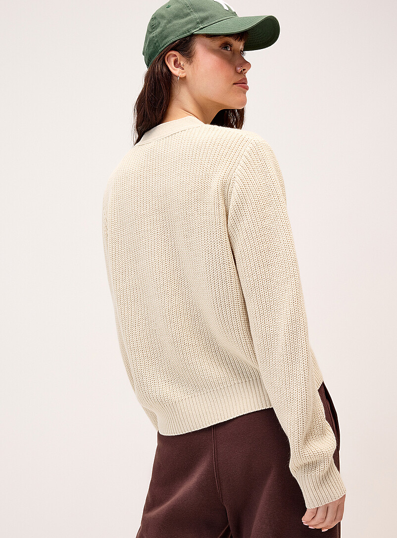 Twik Black Big button shaker-rib cardigan for women