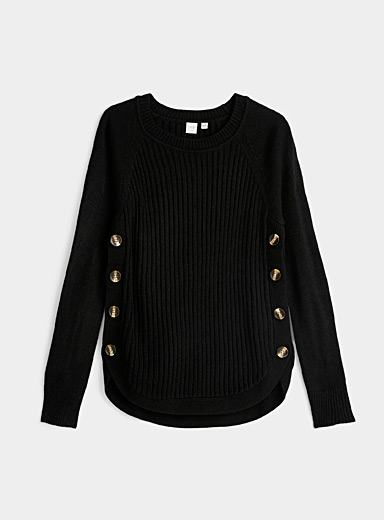 Side button ribbed sweater | Twik 