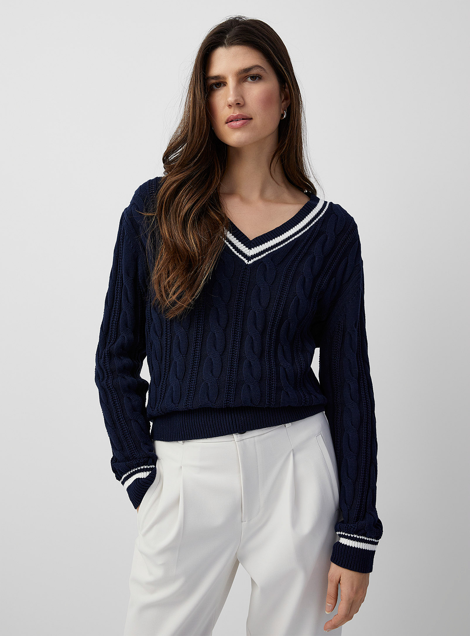 Contemporaine Twisted Tennis Sweater In Marine Blue