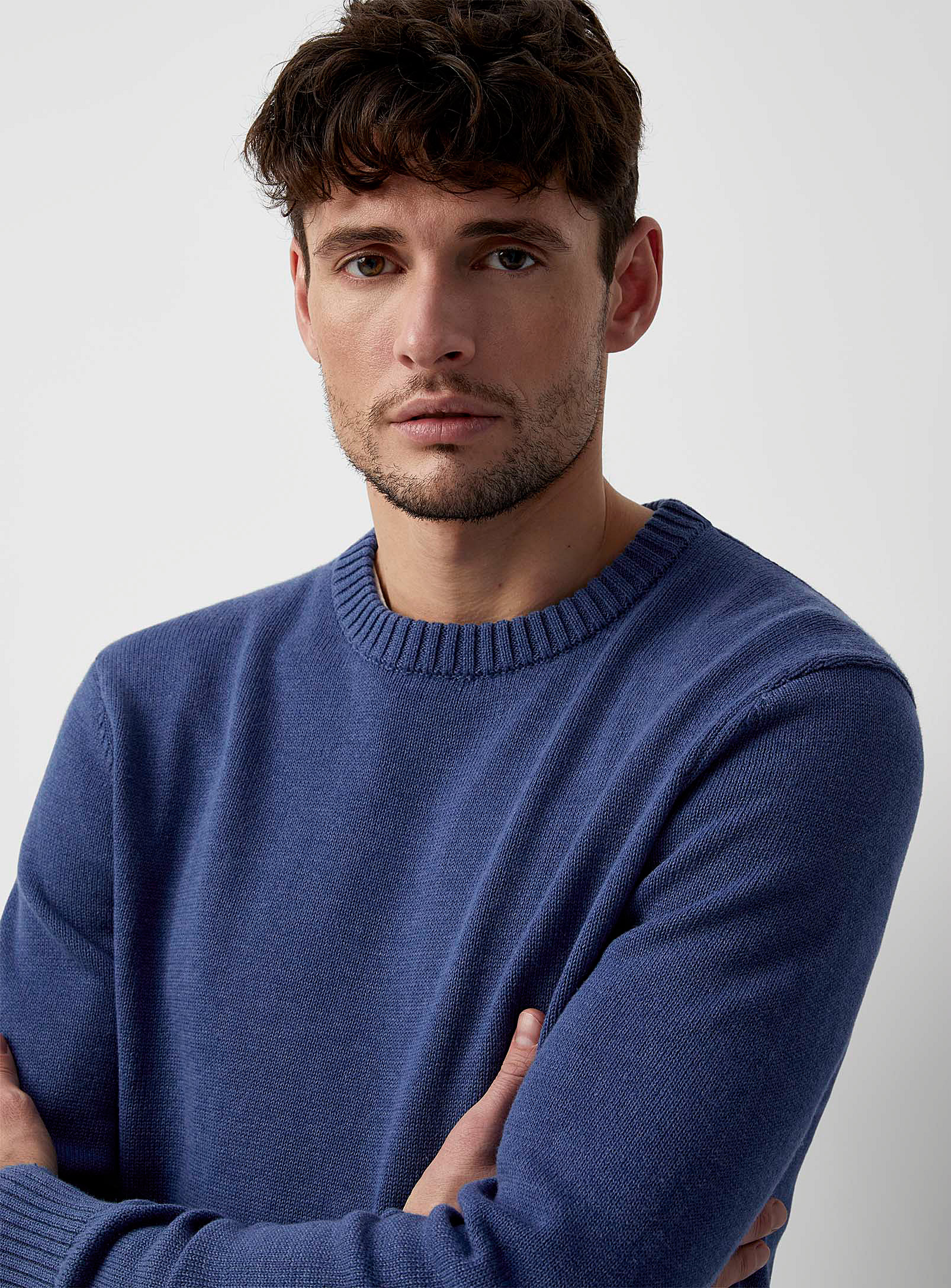 Le 31 Recycled Cotton Crew-neck Sweater In Marine Blue