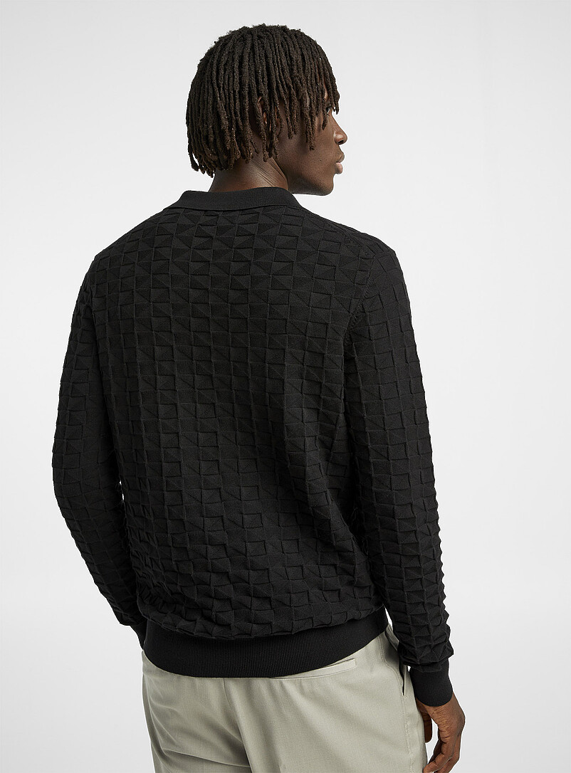 Textured geo knit polo product image 2